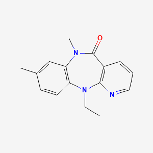 molecular formula C16H17N3O B12794568 N11-Ethyl-8,N6-dimethyl-6,11-dihydro-5H-pyrido(2,3-b)(1,5)benzodiazepin-5-one CAS No. 133626-68-3