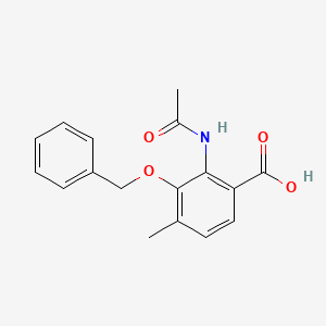 molecular formula C17H17NO4 B12794596 2-(Acetylamino)-3-(benzyloxy)-4-methylbenzoic acid CAS No. 4560-43-4