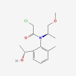 molecular formula C15H22ClNO3 B12794633 Acetamide, 2-chloro-N-(2-(1-hydroxyethyl)-6-methylphenyl)-N-(2-methoxy-1-methylethyl)-, (R*,R*)- CAS No. 96394-96-6