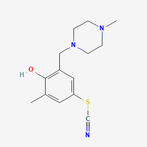 molecular formula C14H19N3OS B12794693 Thiocyanic acid, 4-hydroxy-3-methyl-5-((4-methyl-1-piperazinyl)methyl)phenyl ester CAS No. 64048-03-9