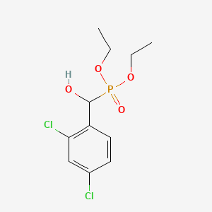 molecular formula C11H15Cl2O4P B12794712 Phosphonic acid, (2,4-dichloro-alpha-hydroxybenzyl)-, diethyl ester CAS No. 6625-15-6