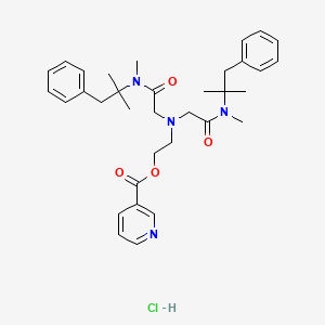 molecular formula C34H45ClN4O4 B12794748 Nicotinic acid, 2-(bis(((alpha,alpha-dimethylphenethyl)methylcarbamoyl)methyl)amino)ethyl ester, hydrochloride CAS No. 6022-42-0