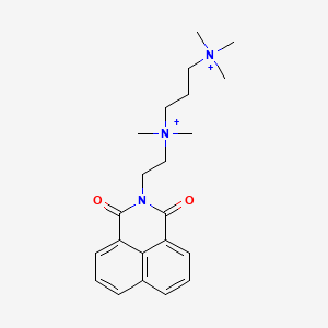 molecular formula C22H31N3O2+2 B12794869 2-(2-(Dimethyl(3-(trimethyl-lambda(5)-azanyl)propyl)-lambda(5)-azanyl)ethyl)-1H-benzo(de)isoquinoline-1,3(2H)-dione CAS No. 41737-15-9