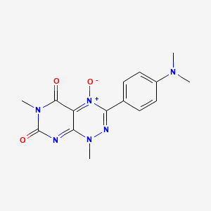 molecular formula C15H16N6O3 B12794878 Pyrimido(5,4-e)-1,2,4-triazine-5,7(1H,6H)-dione, 3-(4-(dimethylamino)phenyl)-1,6-dimethyl-, 4-oxide CAS No. 60026-35-9