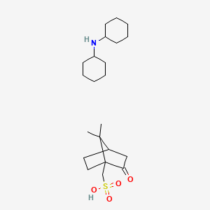 molecular formula C22H39NO4S B12794893 N-cyclohexylcyclohexanamine; (7,7-dimethyl-2-oxo-norbornan-1-yl)methanesulfonic acid CAS No. 6948-39-6