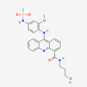 molecular formula C25H26N4O5S B12794952 Methanesulfonanilide, 4'-((4-(N-(3-hydroxypropyl)carbamoyl)-9-acridinyl)amino)-3'-methoxy- CAS No. 79453-47-7
