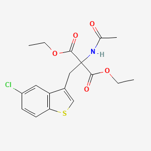 molecular formula C18H20ClNO5S B12794977 Diethyl 2-acetamido-2-[(5-chloro-1-benzothiophen-3-yl)methyl]propanedioate CAS No. 23906-21-0