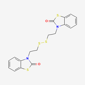 molecular formula C18H16N2O2S4 B12795002 3-(2-((2-(2-Oxo-1,3-benzothiazol-3(2H)-yl)ethyl)dithio)ethyl)-1,3-benzothiazol-2(3H)-one CAS No. 18331-47-0