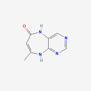 molecular formula C8H8N4O B12795097 8-Methyl-5,9-dihydro-6H-pyrimido(4,5-b)(1,4)diazepin-6-one CAS No. 1489-01-6