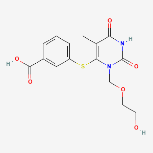 molecular formula C15H16N2O6S B12795105 6-((3-Carboxyphenyl)thio)-1-((2-hydroxyethoxy)methyl)thymine CAS No. 137897-77-9