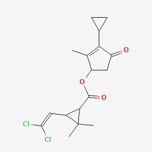 molecular formula C17H20Cl2O3 B12795141 Cyclopropanecarboxylic acid, 3-(2,2-dichloroethenyl)-2,2-dimethyl-, 3-cyclopropyl-2-methyl-4-oxo-2-cyclopenten-1-yl ester CAS No. 81910-09-0
