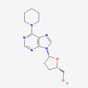 molecular formula C15H21N5O2 B12795160 2-Furanmethanol, tetrahydro-5-(6-(1-piperidinyl)-9H-purin-9-yl)-, (2S-cis)- CAS No. 120503-28-8