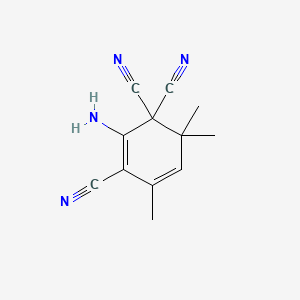 molecular formula C12H12N4 B12795165 2-Amino-4,6,6-trimethyl-2,4-cyclohexadiene-1,1,3-tricarbonitrile CAS No. 30481-45-9