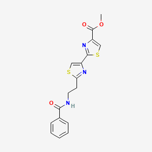 molecular formula C17H15N3O3S2 B12795186 Methyl 2-[2-(2-benzamidoethyl)-1,3-thiazol-4-yl]-1,3-thiazole-4-carboxylate CAS No. 76275-90-6