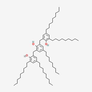 molecular formula C65H108O3 B12795238 Phenol, 2,6-bis[(2-hydroxy-3,5-dinonylphenyl)methyl]-4-nonyl- CAS No. 64131-28-8