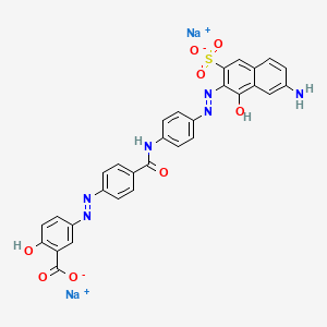 molecular formula C30H20N6Na2O8S B12795244 Disodium 5-((4-(((4-((7-amino-1-hydroxy-3-sulphonato-2-naphthyl)azo)phenyl)amino)carbonyl)phenyl)azo)salicylate CAS No. 85959-47-3