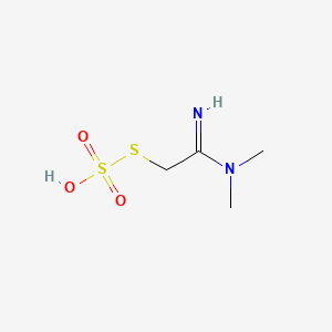 molecular formula C4H10N2O3S2 B12795250 S-(2-(Dimethylamino)-2-iminoethyl) hydrogen thiosulfate CAS No. 10319-72-9