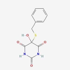 molecular formula C11H10N2O4S B12795292 5-Benzylsulfanyl-5-hydroxy-1,3-diazinane-2,4,6-trione CAS No. 7472-19-7
