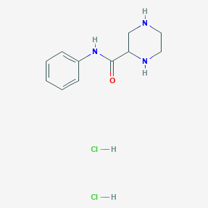 molecular formula C11H17Cl2N3O B12795301 2-Piperazinecarboxanilide, dihydrochloride CAS No. 36385-56-5