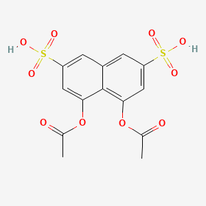 molecular formula C14H12O10S2 B12795303 2,7-Naphthalenedisulfonic acid, 4,5-bis(acetyloxy)- CAS No. 16574-28-0
