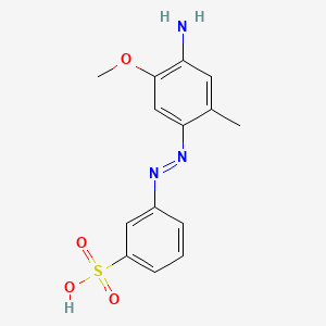 molecular formula C14H15N3O4S B12795311 Benzenesulfonic acid, 3-((4-amino-5-methoxy-2-methylphenyl)azo)- CAS No. 59916-30-2