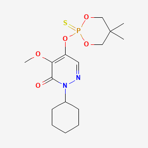 molecular formula C16H25N2O5PS B12795369 2-Cyclohexyl-5-((5,5-dimethyl-2-sulfido-1,3,2-dioxaphosphinan-2-yl)oxy)-4-methoxypyridazin-3(2H)-one CAS No. 76105-55-0