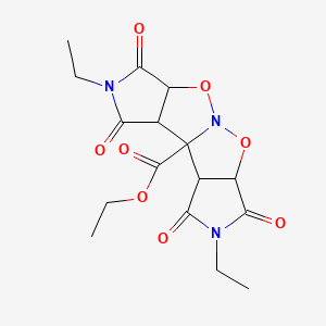 molecular formula C16H19N3O8 B12795382 ethyl 4,12-diethyl-3,5,11,13-tetraoxo-7,9-dioxa-4,8,12-triazatetracyclo[6.6.0.02,6.010,14]tetradecane-1-carboxylate CAS No. 86497-77-0
