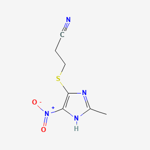 molecular formula C7H8N4O2S B12795549 Propanenitrile, 3-((1-methyl-4-nitro-1H-imidazol-5-yl)thio)- CAS No. 110592-13-7