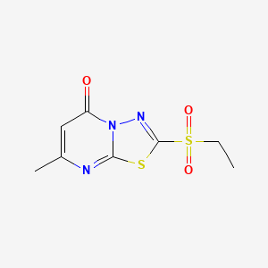 molecular formula C8H9N3O3S2 B12795603 5H-1,3,4-Thiadiazolo(3,2-a)pyrimidin-5-one, 2-(ethylsulfonyl)-7-methyl- CAS No. 63028-49-9
