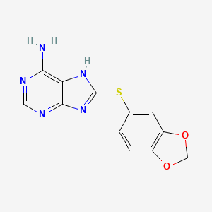 molecular formula C12H9N5O2S B1279569 8-(苯并[d][1,3]二氧杂环-5-基硫)-9H-嘌呤-6-胺 CAS No. 873436-88-5