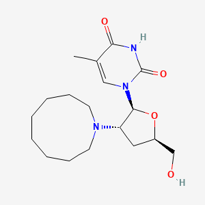 molecular formula C18H29N3O4 B12795806 Uridine, 2',3'-dideoxy-5-methyl-2'-(octahydro-1H-azonin-1-yl)- CAS No. 134935-12-9