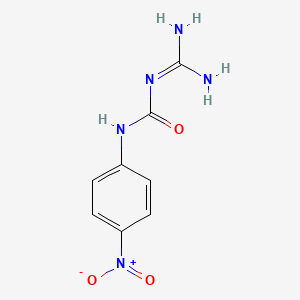 molecular formula C8H9N5O3 B12795838 Urea, 1-amidino-3-(p-nitrophenyl)- CAS No. 4323-51-7