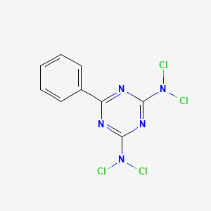molecular formula C9H5Cl4N5 B12795895 2-N,2-N,4-N,4-N-tetrachloro-6-phenyl-1,3,5-triazine-2,4-diamine CAS No. 34850-87-8
