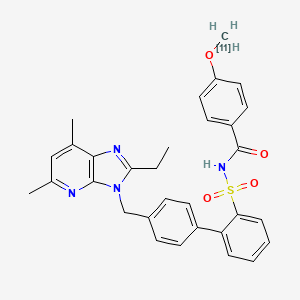 molecular formula C31H30N4O4S B12795963 Benzamide, N-((4'-((2-ethyl-5,7-dimethyl-3H-imidazo(4,5-b)pyridin-3-yl)methyl)(1,1'-biphenyl)-2-yl)sulfonyl)-4-(methoxy-11C)- CAS No. 174844-65-6