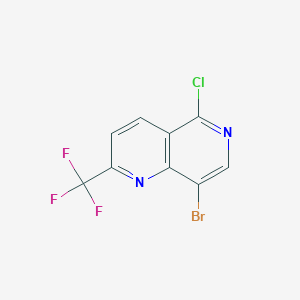 molecular formula C9H3BrClF3N2 B1279599 8-Bromo-5-chloro-2-(trifluoromethyl)-1,6-naphthyridine CAS No. 890301-89-0