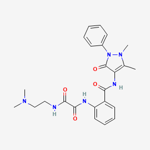molecular formula C24H28N6O4 B12796028 Ethanediamide, N-(2-(((2,3-dihydro-1,5-dimethyl-3-oxo-2-phenyl-1H-pyrazol-4-yl)amino)carbonyl)phenyl)-N'-(2-(dimethylamino)ethyl)- CAS No. 40528-28-7