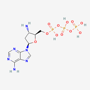 molecular formula C10H17N6O11P3 B12796074 Adenosine 5'-(tetrahydrogen triphosphate), 3'-amino-2',3'-dideoxy- CAS No. 90053-18-2