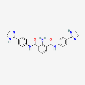 molecular formula C26H25N7O2 B12796091 2-Amino-N(1),N(3)-bis(4-(4,5-dihydro-1H-imidazol-2-yl)phenyl)isophthalamide CAS No. 21696-26-4