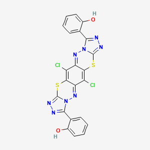 molecular formula C22H10Cl2N8O2S2 B12796095 2-[2,12-Dichloro-16-(2-hydroxyphenyl)-10,20-dithia-4,5,7,8,14,15,17,18-octazapentacyclo[11.7.0.03,11.05,9.015,19]icosa-1,3,6,8,11,13,16,18-octaen-6-yl]phenol CAS No. 77712-45-9