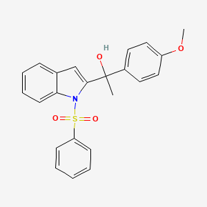 molecular formula C23H21NO4S B12796133 1-(4-Methoxyphenyl)-1-(1-(phenylsulfonyl)-1H-indol-2-yl)ethanol CAS No. 40899-88-5