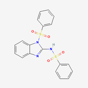 molecular formula C19H15N3O4S2 B12796148 N-(1-(Phenylsulfonyl)-1H-benzimidazol-2-yl)-benzenesulfonamide CAS No. 173374-92-0