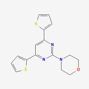molecular formula C16H15N3OS2 B12796170 Morpholine, 4-(4,6-di-2-thienyl-2-pyrimidinyl)- CAS No. 124959-55-3