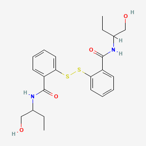 molecular formula C22H28N2O4S2 B12796186 2,2'-Dithiobis(N-(1-hydroxyethylpropyl)benzamide) CAS No. 96835-54-0
