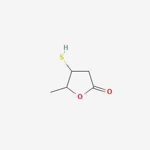 molecular formula C5H8O2S B12796244 Valeric acid, 4-hydroxy-3-mercapto-, gamma-lactone CAS No. 56078-99-0