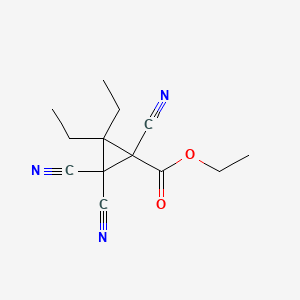 molecular formula C13H15N3O2 B12796269 Ethyl 1,2,2-tricyano-3,3-diethylcyclopropanecarboxylate CAS No. 24543-21-3