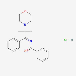molecular formula C21H25ClN2O2 B12796293 N-(alpha-(1-Methyl-1-morpholinoethyl)benzilidene)benzamide, monohydrochloride CAS No. 16297-42-0