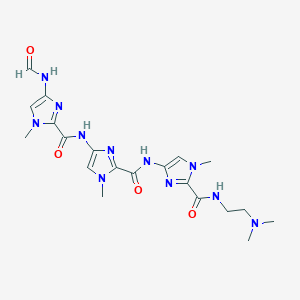 molecular formula C20H27N11O4 B12796330 N-(2-(((2-(Dimethylamino)ethyl)amino)carbonyl)-1-methyl-1H-imidazol-4-yl)-4-(((4-(formylamino)-1-methyl-1H-imidazol-2-yl)carbonyl)amino)-1-methyl-1H-imidazole-2-carboxamide CAS No. 147056-66-4