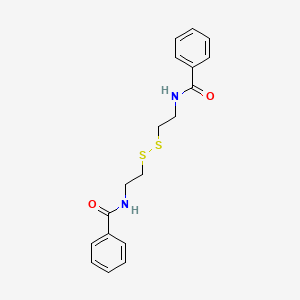 molecular formula C18H20N2O2S2 B12796358 N-[2-(2-benzamidoethyldisulfanyl)ethyl]benzamide CAS No. 5205-42-5