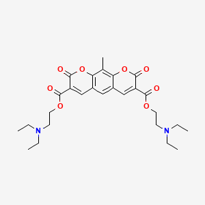 molecular formula C27H34N2O8 B12796361 Bis(2-(diethylamino)ethyl) 10-methyl-2,8-dioxo-2H,8H-pyrano(3,2-g)chromene-3,7-dicarboxylate CAS No. 72492-82-1