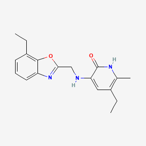 molecular formula C18H21N3O2 B12796382 2(1H)-Pyridinone, 5-ethyl-3-(((7-ethyl-2-benzoxazolyl)methyl)amino)-6-methyl- CAS No. 143708-04-7